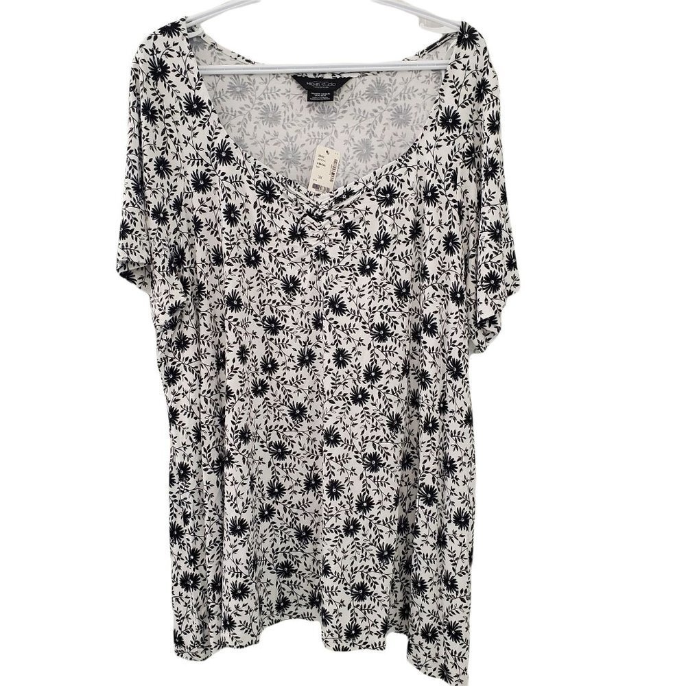 MichelStudio Collection Floral Print Short Sleeve Top